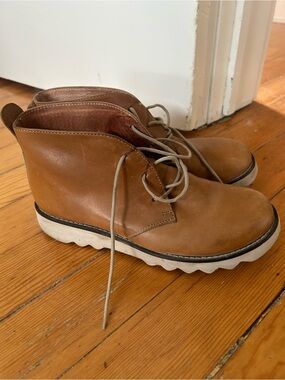 Sanita Lace-Up Women's Boots in Brown with White Soles